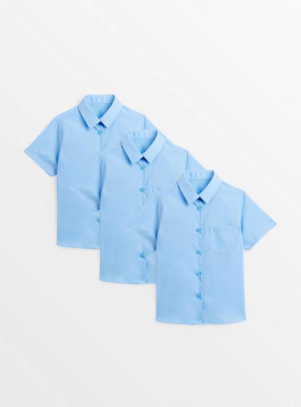 Blue Woven Non Iron Girls School Shirts 3 Pack 12 years
