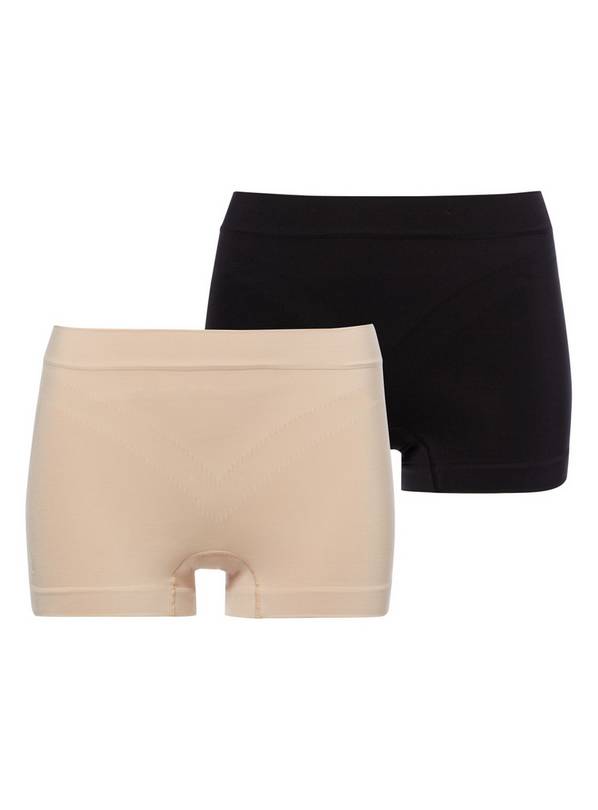 Black & Latte Nude Seamless Firm Control Shorts 2 Pack - XL
