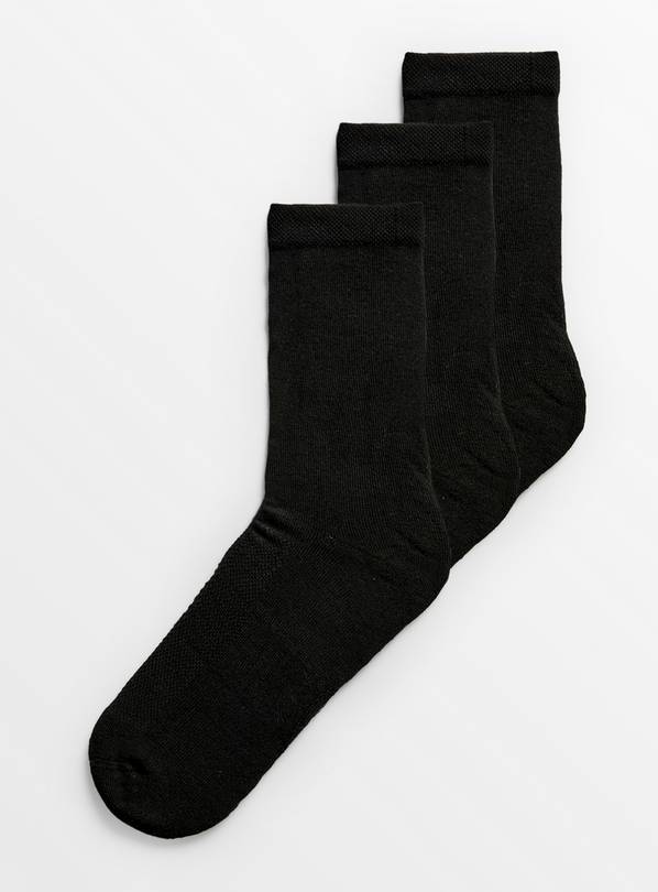 Black Ultimate Comfort Socks 3 Pack 4-8