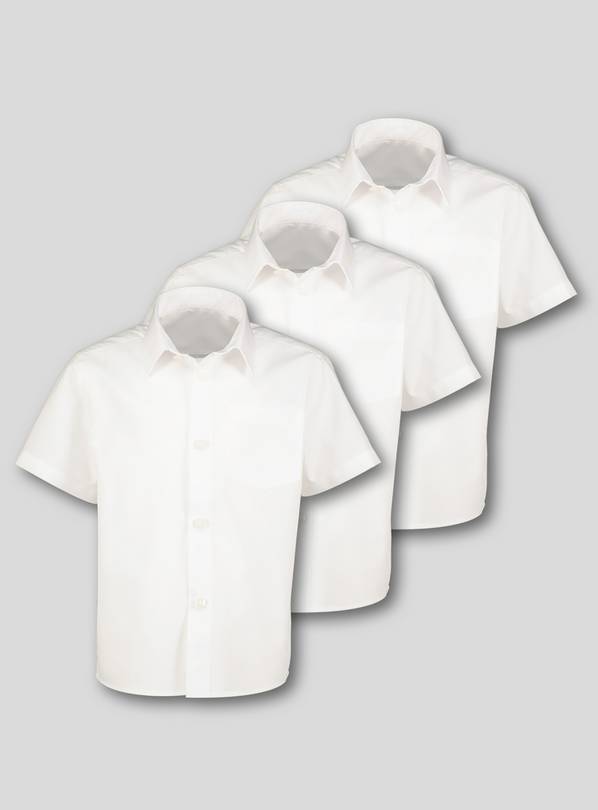 White Unisex Plus Fit School Shirts 3 Pack 5 years