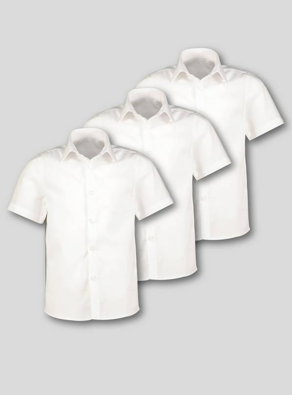 White Short Sleeve Slim Fit Shirts 3 Pack 6 years