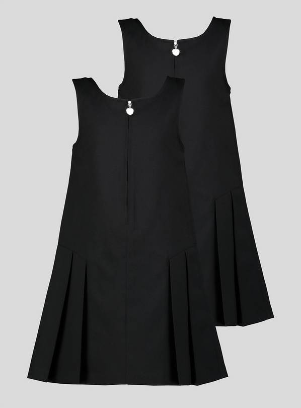 Black Zip Front Pleated Pinafore Dress 2 Pack - 5 years