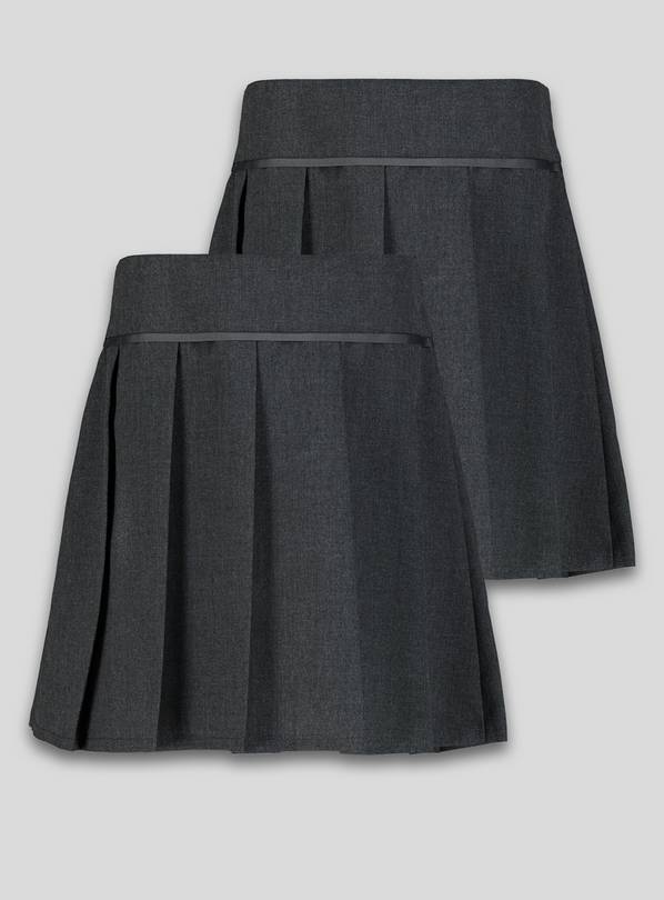 Grey Permanent Pleat Plus Fit Skirt 2 Pack 4 years