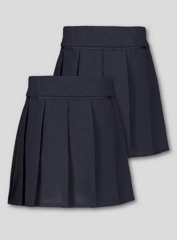 Navy Permanent Pleat Plus Fit Skirt 2 Pack - 5 years