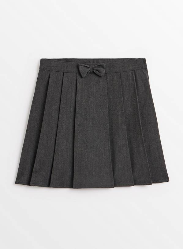 Grey Pleated Bow School Skirt 9 years