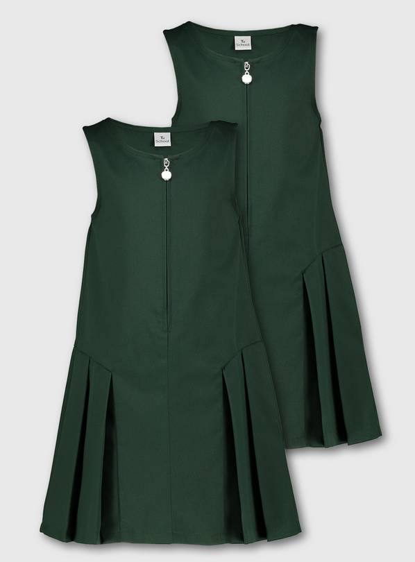 Green Zip Front Pleated Pinafore 2 Pack - 9 years