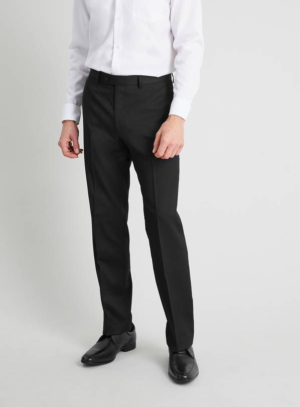Black Tailored Fit Trousers With Stretch W42 L31
