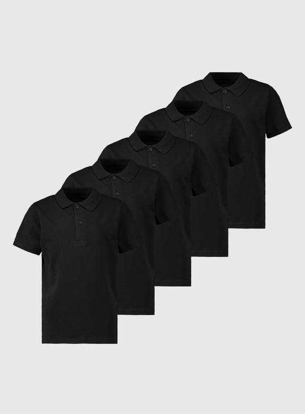 Black Unisex Polo Shirt 5 Pack 9 years