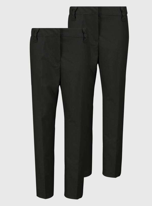 Black Woven Plus Fit Trousers 2 Pack 12 years