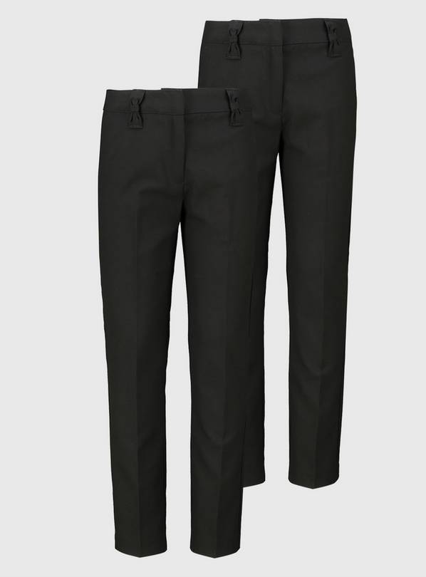 Black Longer Length Bow Trousers 2 Pack 12 years
