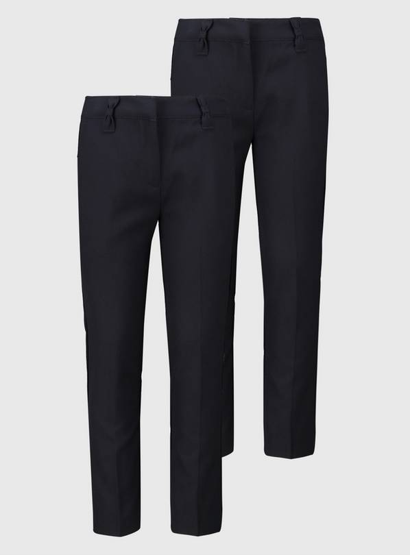 Navy Woven Reinforced Knee Trousers 2 Pack 12 years