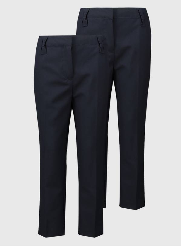 Navy Bow Detail Plus Fit Trousers 2 Pack 12 years