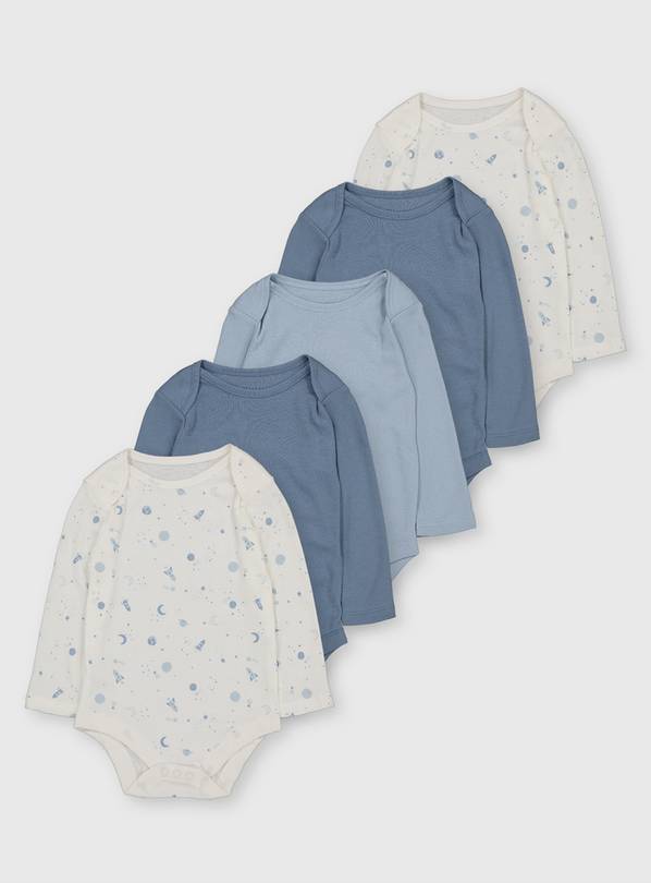 Blue Space Bodysuits 5 Pack 18-24 months