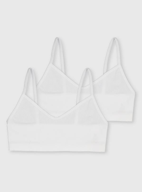 White Ribbed Crop Tops 2 Pack 6-8 years