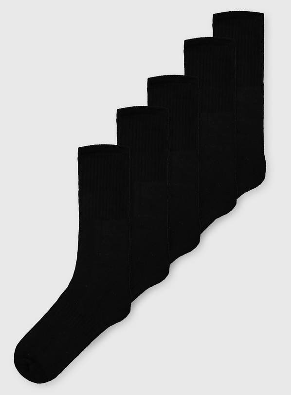 Black Sports Socks With Arch Support 5 Pack 9-12