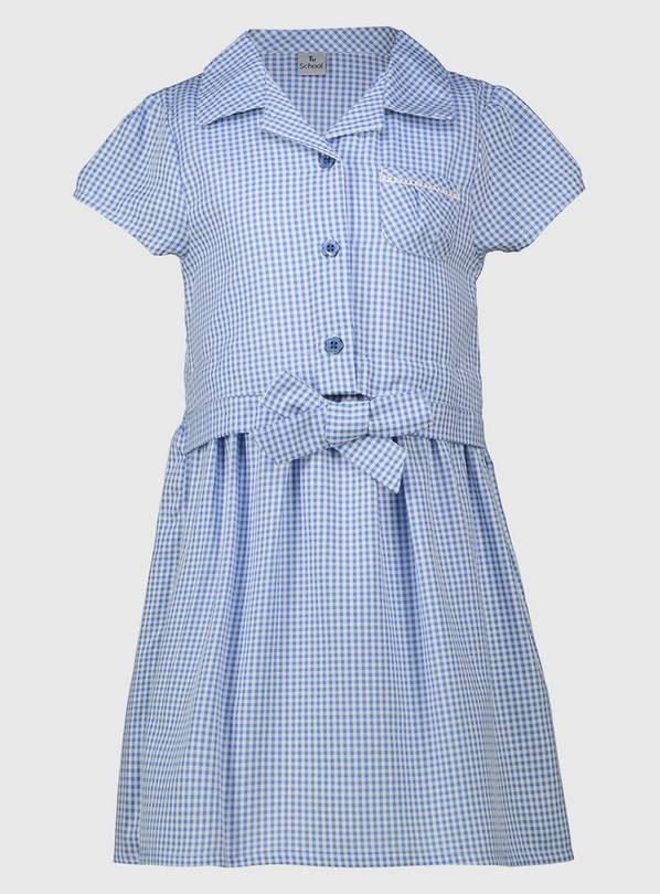 Blue Gingham Tie Front Dress 4 years