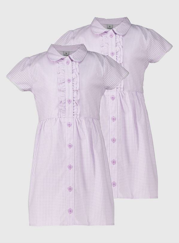 Lilac Gingham Ruffle School Dress 2 Pack 9 years