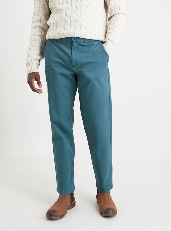 Teal Straight Leg Chinos With Stretch - 46L