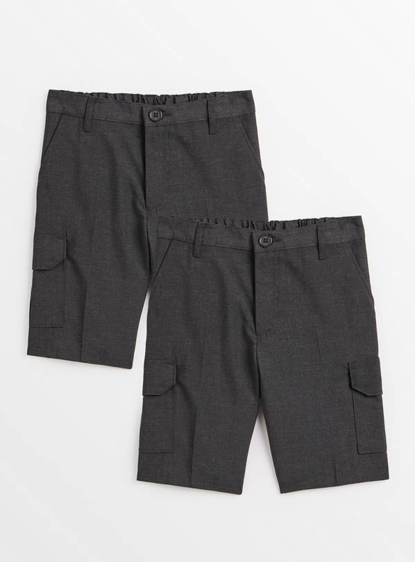 Grey Cargo School Shorts 2 Pack 12 years