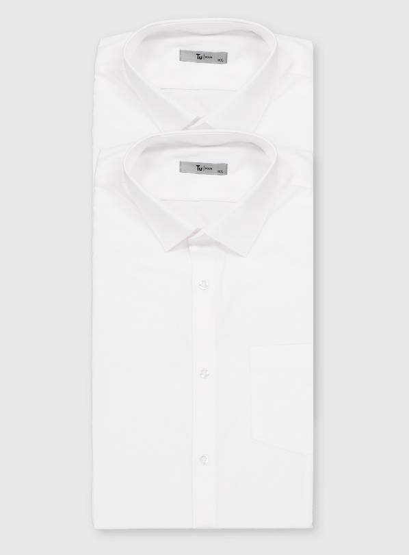 White Regular Fit Long Sleeve Shirt 2 Pack 19.5