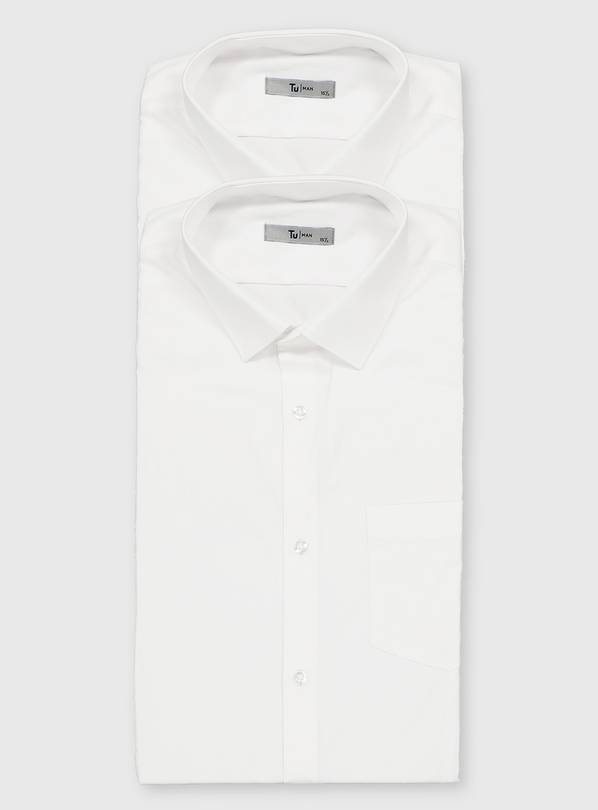 White Regular Fit Short Sleeve Shirt 2 Pack 14