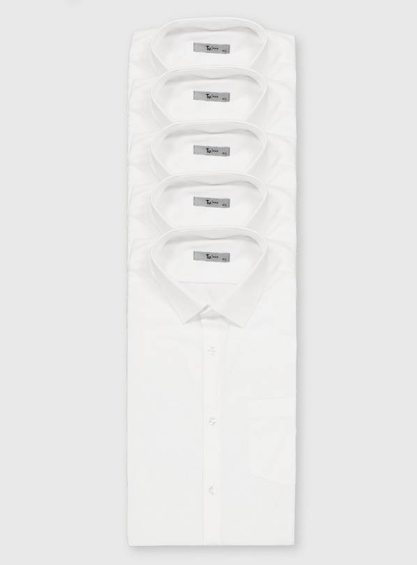 White Regular Fit Long Sleeve Shirt 5 Pack 15