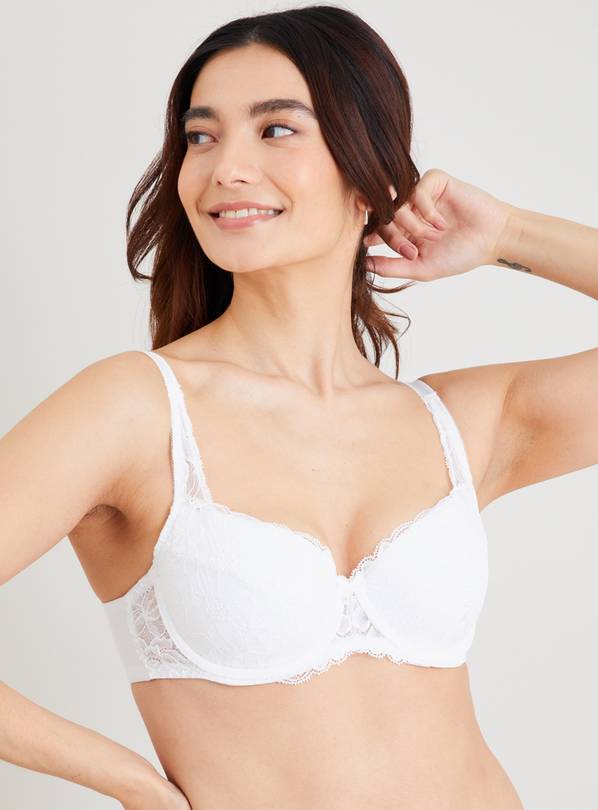 A-E White Recycled Lace Full Cup Comfort Bra 38E