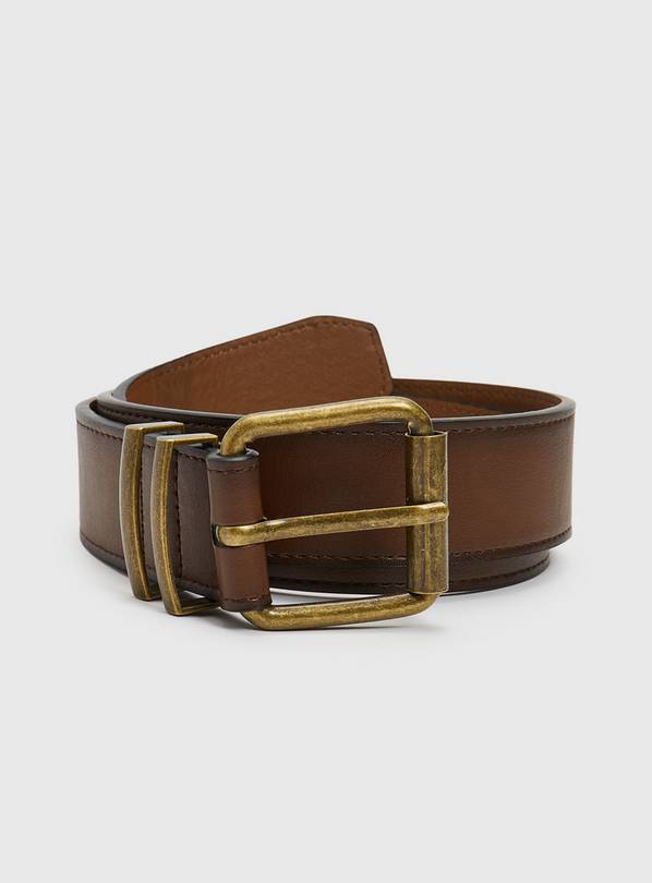 Brown Faux Leather Belt S