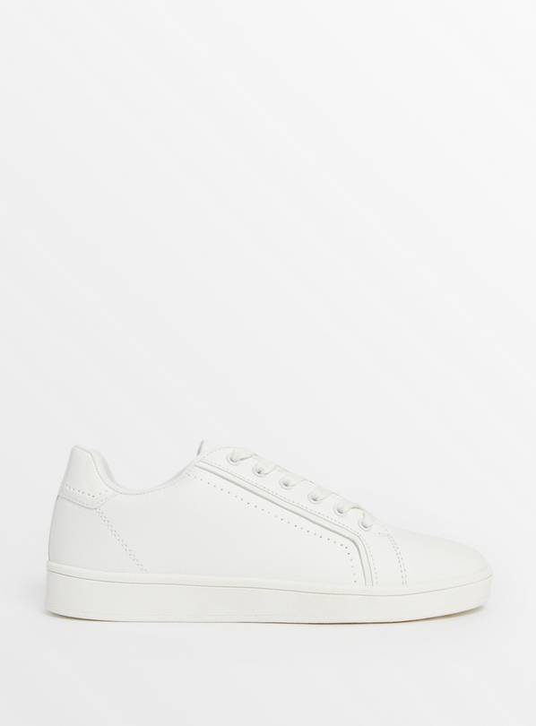 White Plain Lace Up Trainers 8
