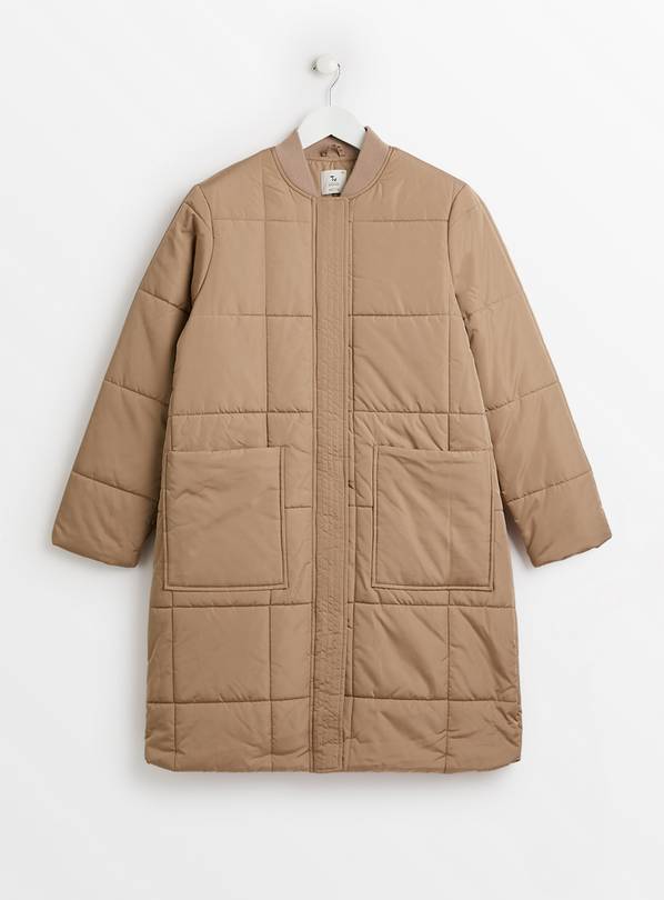 PETITE Neutral Grid Quilted Coat 10