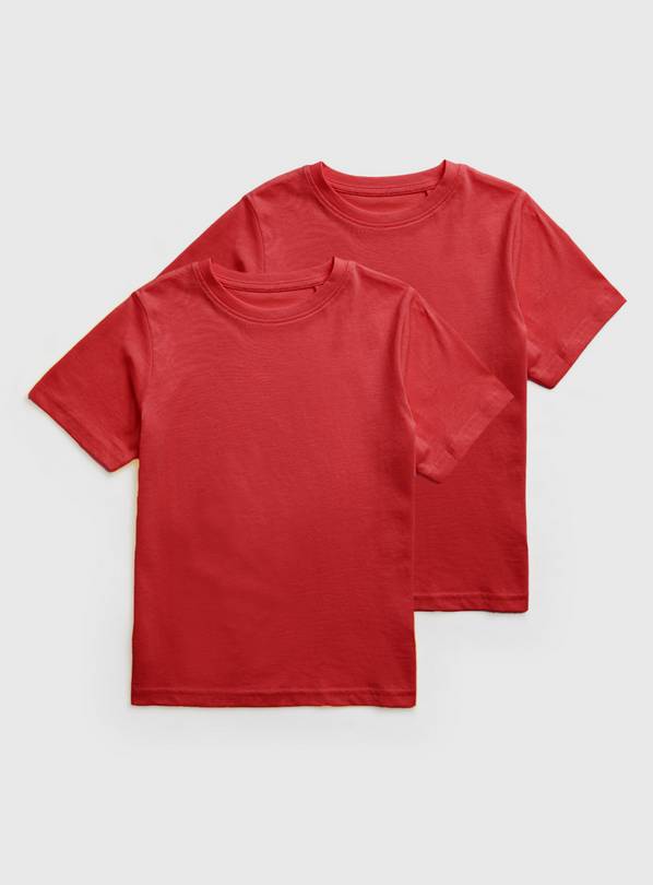 Red Plain School Sports T-Shirts 2 Pack 7 years