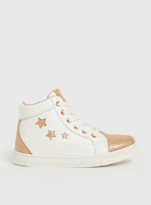White & Metallic High Top Trainers 10 Infant