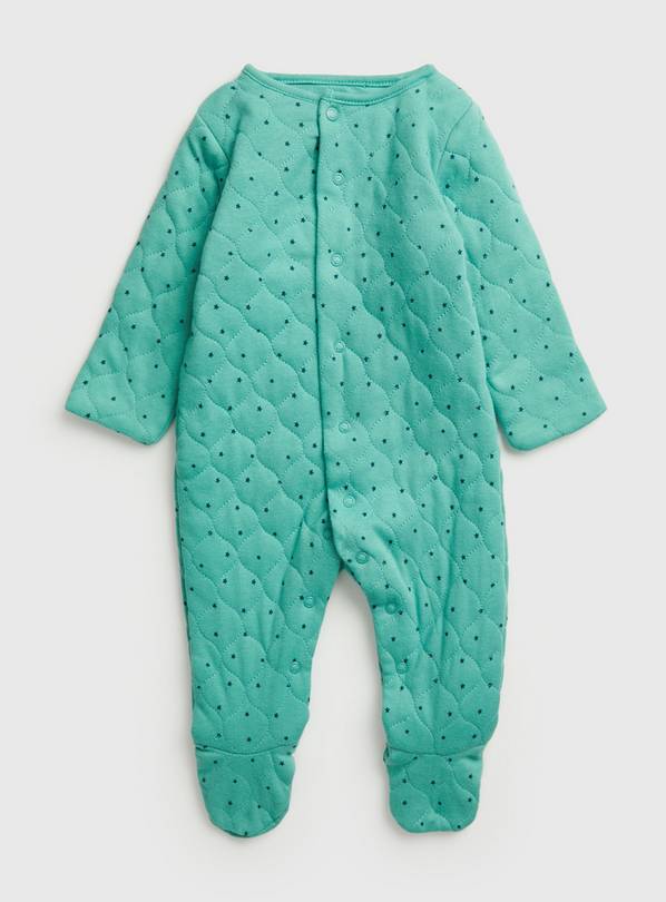 Green & Navy Star Quilted 2.5 Tog Sleepsuit 12-18 months