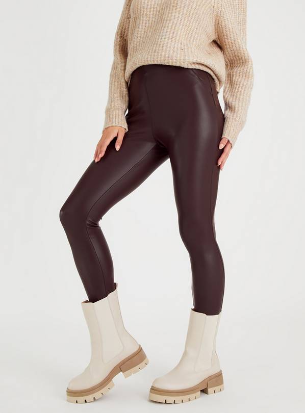 Brown Faux Leather Trousers 16