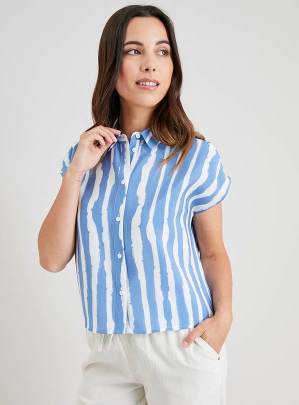 Blue & White Stripe Sleeveless Boxy Shirt With TENCEL™ - 22