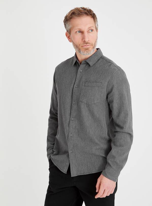 Grey Textured Dobby Shirt S