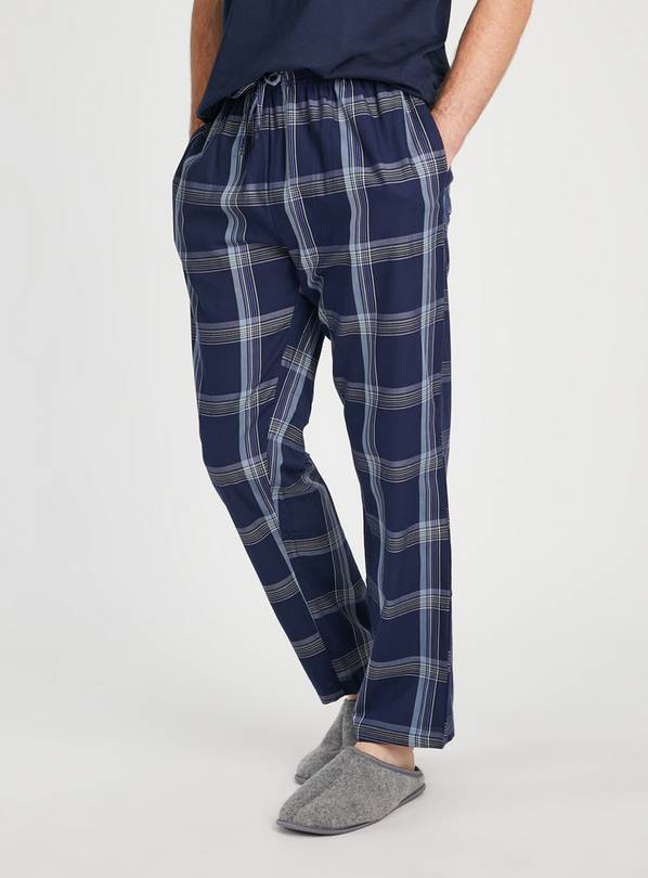 Blue Stripe & Navy Check Pyjama Bottom 2 Pack M