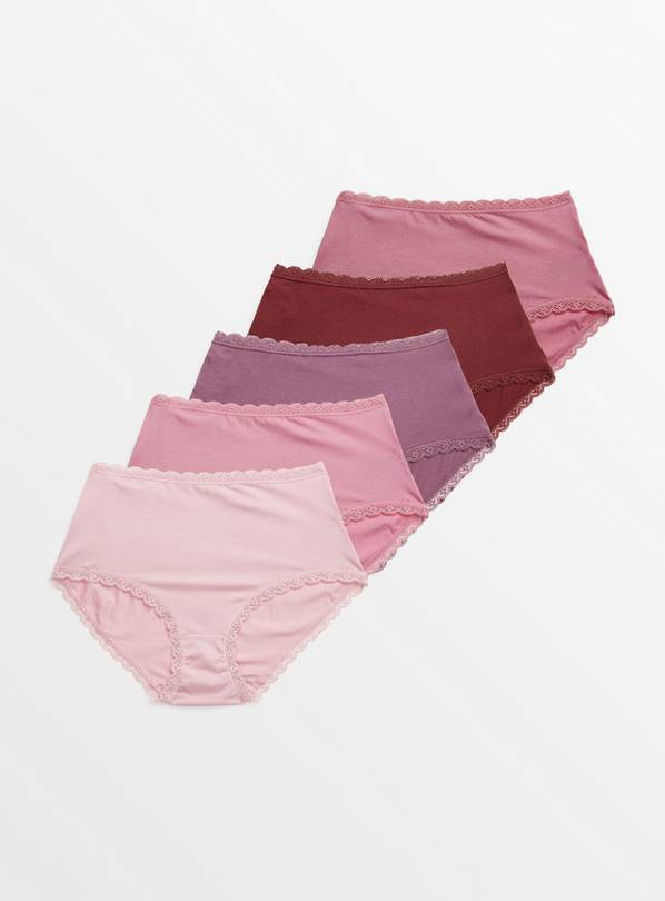 Pink Plain Full Brief Knickers 5 Pack  12