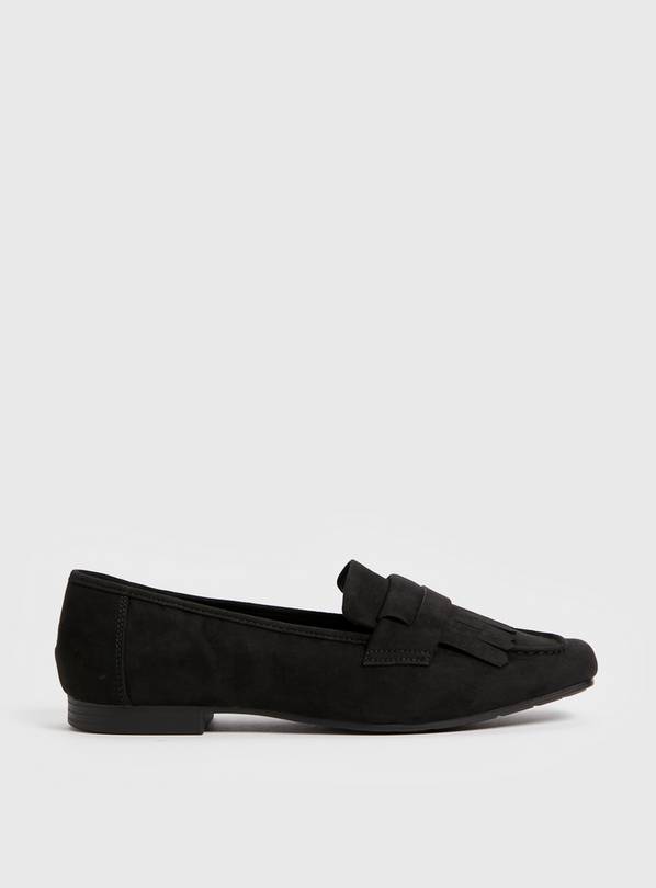 Sole Comfort Black Fringe Loafers  6