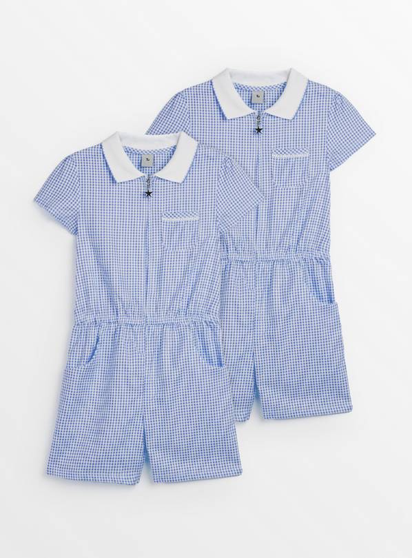 Blue Gingham Play Suit 2 Pack 9 years