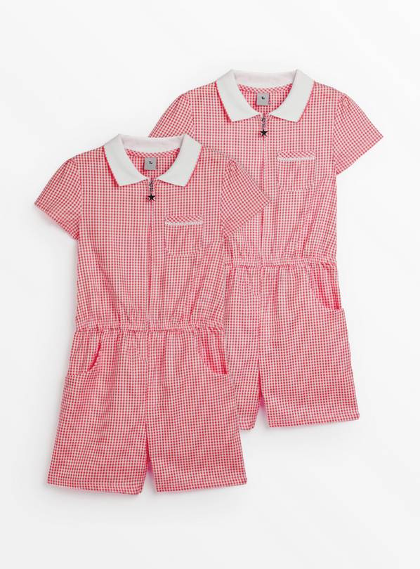 Red Gingham Play Suit 2 Pack 7 years