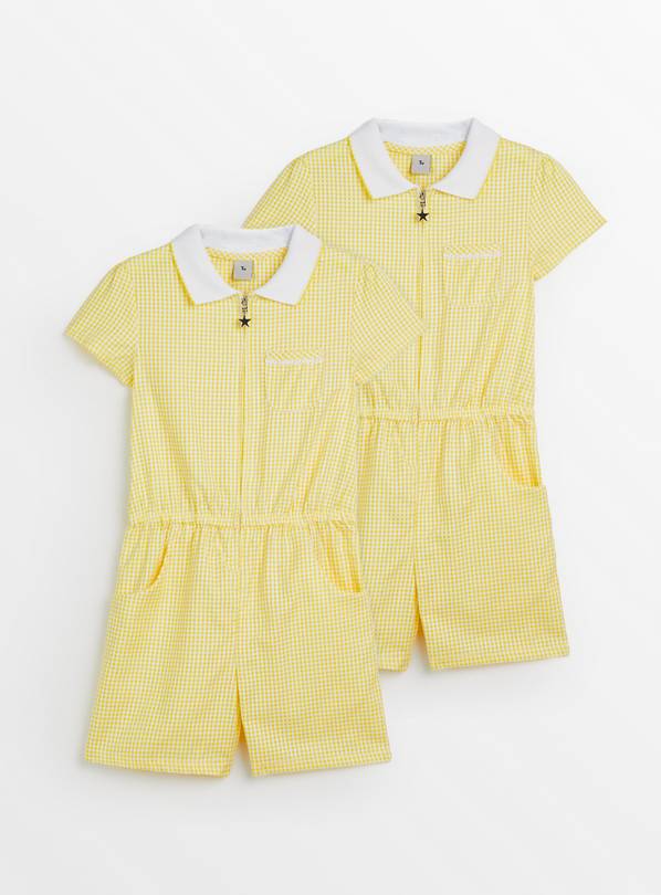Yellow Gingham Play Suit 2 Pack 7 years
