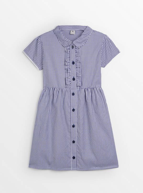Navy Gingham Back Bow Generous Fit School Dress 5 years