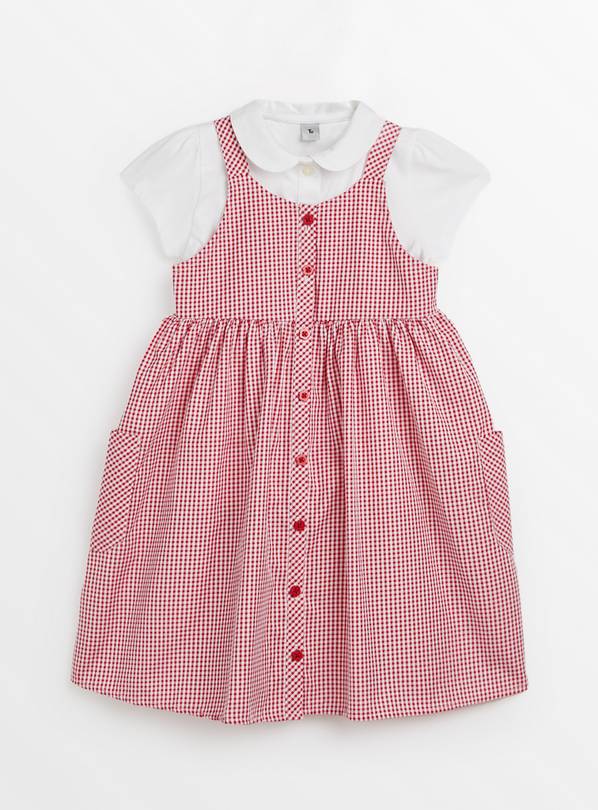 Red Gingham Dress & Top Set 8 years