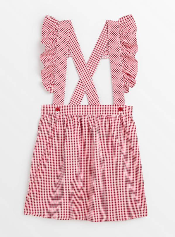Red Gingham School Skirt With Braces 10 years