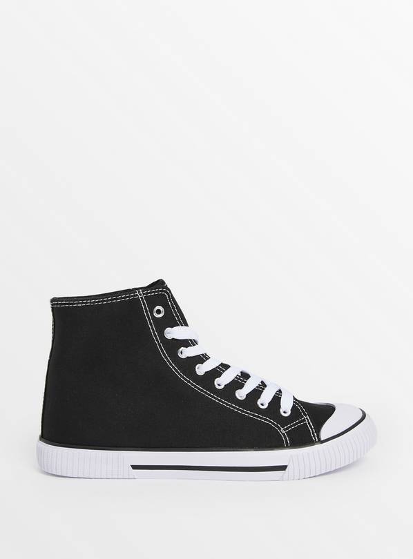 Black High Top Canvas Trainers 3