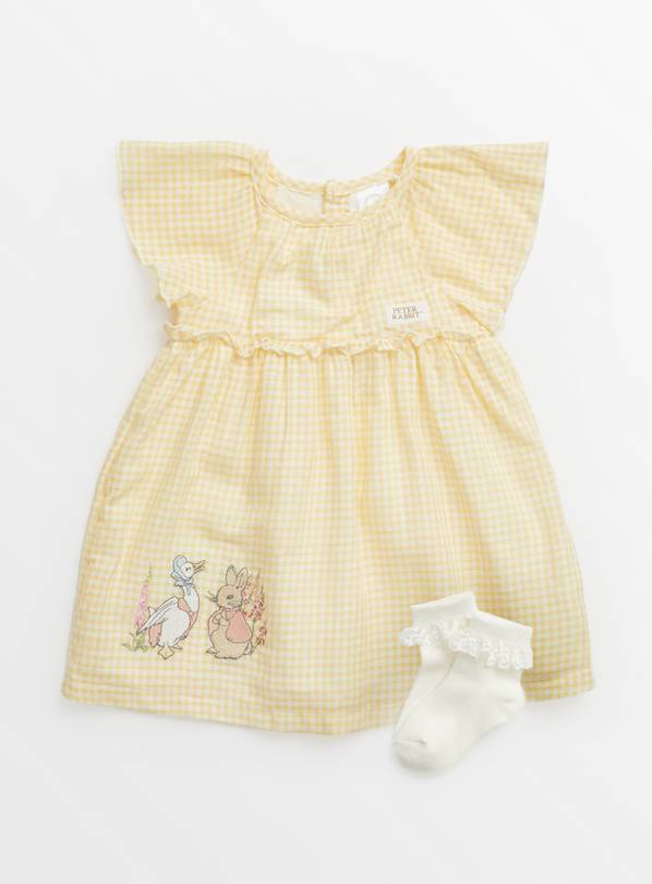 Peter Rabbit Yellow Dress & Socks Up to 1 mth
