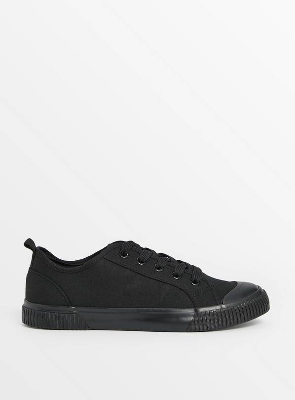Black Canvas Lace Up Trainers 5