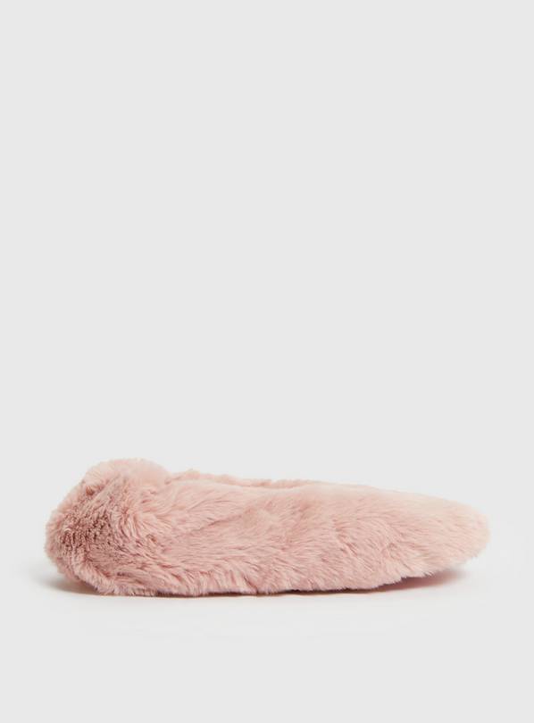 Pink Plush Faux Fur Ballerina Slippers 6
