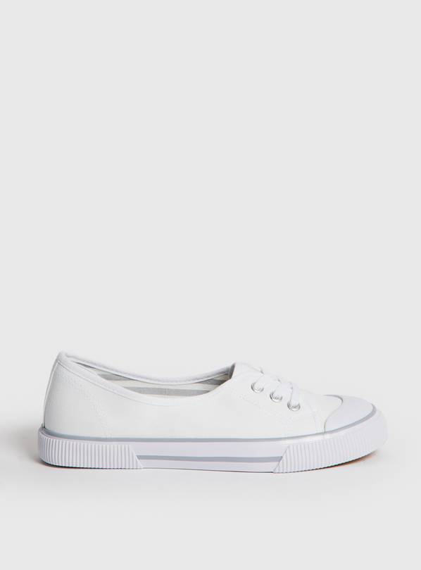 White Low Lace Canvas Trainers  8